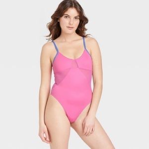 Women’s Mesh Pink Thong Bodysuit XL